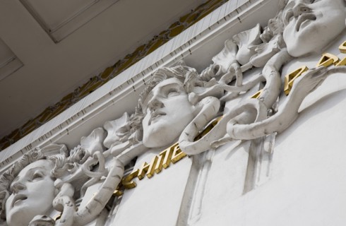 Vienna, Austria. Secession Building. Detail of exterior facade designed by architect Joseph Maria