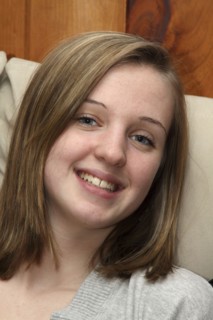 Teenager, People, USA. Head and shoulders full face portrait of teenage girl Kayla Yoerger from