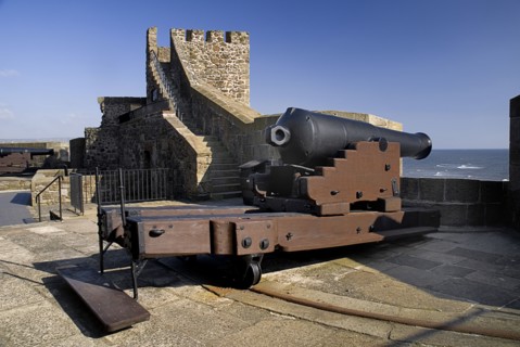 Carrickfergus, County Antrim, Ireland. Castle A cannon on the castle ramparts. Ireland Irish Eire