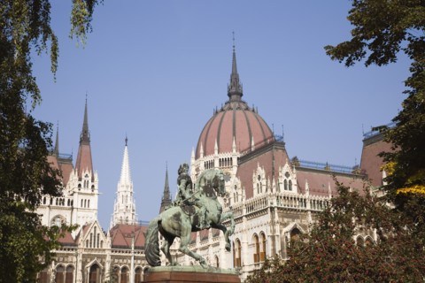 Budapest, Pest County, Hungary. Equestrian statue of Francis II Rakoczi leader of the Hungarian
