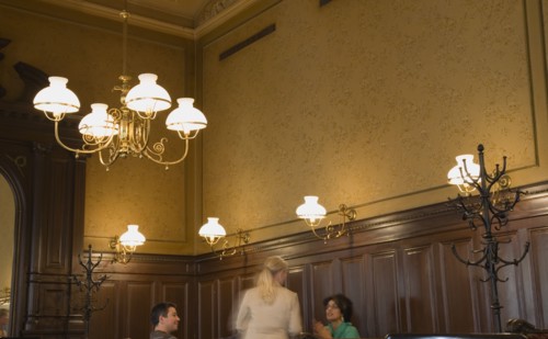 Vienna, Austria. Mariahilf District Cafe Sperl the preferred cafe of Adolf Hitler. Interior with