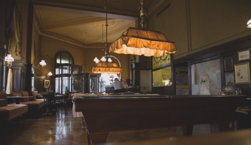 Vienna, Austria. Mariahilf District. Cafe Sperl the preferred cafe of Adolf Hitler. Interior with