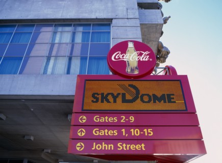 Toronto, Ontario, Canada. Skydome Exterior Detail with Sign. American Canadian North America