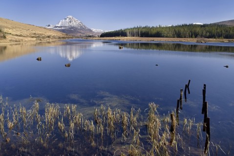 Gweedore, County Donegal, Ireland. Mount Errigal seen across lake. Ireland Irish Eire Erin Europe