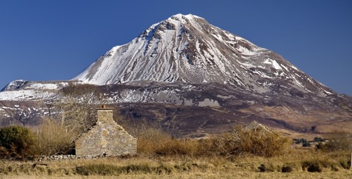 Gweedore, County Donegal, Ireland. Mount Errigal with a dusting of snow. Ireland Irish Eire Erin