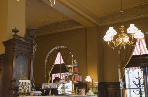 Vienna, Austria. Mariahilf District Cafe Sperl the preferred cafe of Adolf Hitler. Interior with
