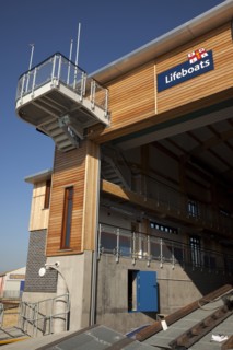 Shoreham-by-Sea, West Sussex, England. Kingston Beach Newly constructed lifeboat house opposite the