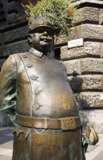 Budapest, Pest County, Hungary. Statue of an Austro Hungarian Empire era soldier in bronze. Hungary