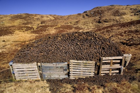 Glengesh Pass, County Donegal, Ireland. Turf Stack in barren landscape. Ireland Irish Eire Erin