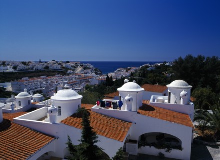 Carvoeiro, Algarve, Portugal. View over town from Colina Branca Apartments Portuguese Southern