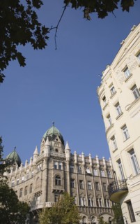 Budapest, Pest County, Hungary. Exterior facades of renovated buildings. Hungary Hungarian Europe