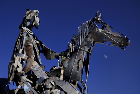 Boyle, County Roscommon, Ireland. The Chieftain sculpture. Ireland Irish Eire Erin Europe European