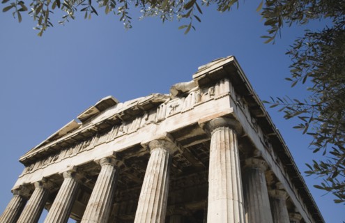 Athens, Attica, Greece. Temple of Hephaestus part view of eastern face. Greece Greek Attica Athens