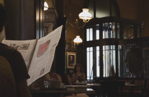 Vienna, Austria. Mariahilf District. Cafe Sperl the preferred cafe of Adolf Hitler. Interior with