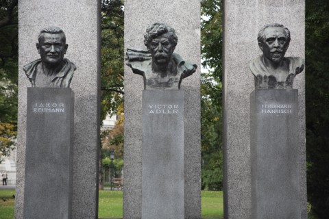 Vienna, Austria. Monument of the Republic with the busts of Jakob Reumann Victor Adler and