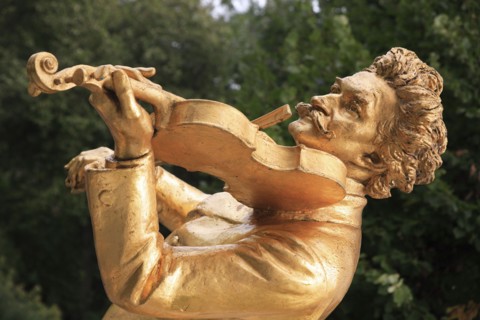 Vienna, Austria. Part view of Johann Strauss statue in the Stadtpark. Austria Austrian Vienna Wien