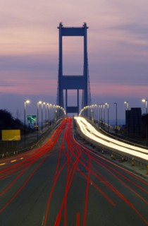 Bristol, England. Severn Bridge at night Great Britain Nite Northern Europe UK United Kingdom