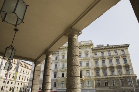 Vienna, Austria. Neubau District. View from entrance to The Volkstheater across Ringstrasse with