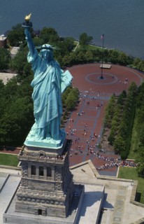New York, New York State, USA. The Statue of Liberty from above. American North America United