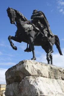 Albania, Tirane, Tirana, Equestrian statue of George Castriot Skanderbeg  the national hero of
