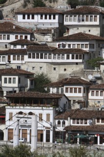 Albania, Berat, Ottoman houses in the old town.
