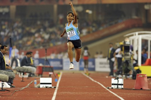 India, Delhi, 2010 Commonwealth games  Track events  Womens triple jump.