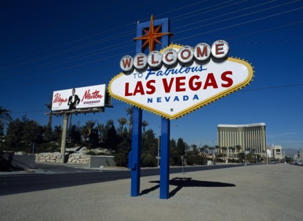 USA, Nevada, Las Vegas, The Strip  Las Vegas Boulevard south. Welcome to Fabulous Las Vegas sign