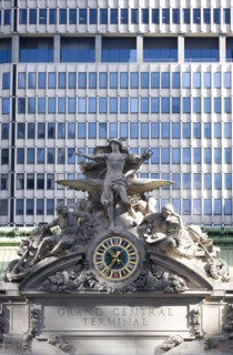 USA, New York, New York City, Sculpture by Jules-Alexis Coutans of Mercury  Hercules and Minerva on