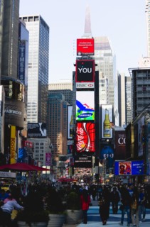 USA, New York, New York City, Manhattan  People walking in Times Square at the junction of 7th