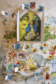 Festivals, Religious, Christmas, Advent calendar with all of the windows opened.