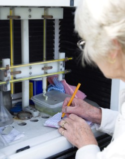 Climate, Weather, Measurements, Female weather observer recording readings from the two