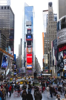 USA, New York, New York City, Manhattan  People walking in Times Square at the junction of 7th