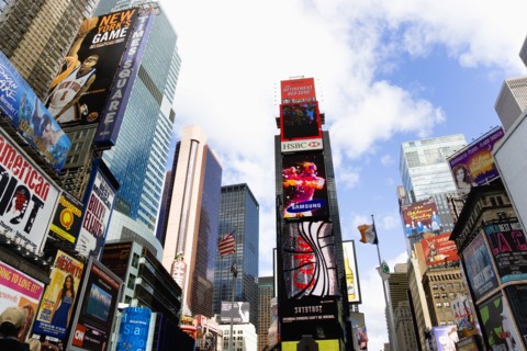 USA, New York, New York City, Manhattan  Skyscrapers in Times Square at the junction of 7th Avenue
