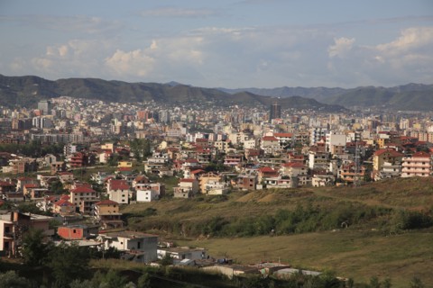 Albania, Tirane, Tirana, Panoramic view over the city.
