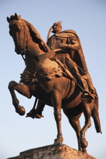 Albania, Tirane, Tirana, Equestrian statue of national hero George Castriot Skanderbeg also known