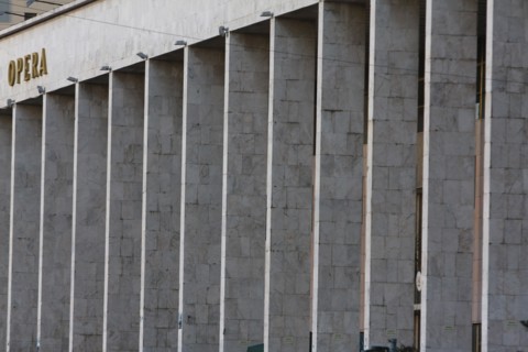 Albania, Tirane, Tirana, Part view of exterior of Opera House.