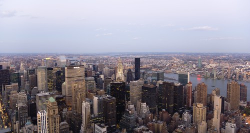 USA, New York, New York City, Manhattan  View from Empire State building over midtown skyscrapers