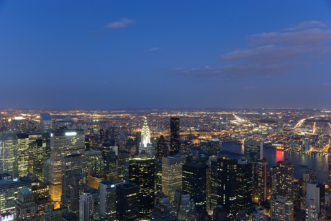 USA, New York, New York City, Manhattan  View from Empire State building over midtown skyscrapers