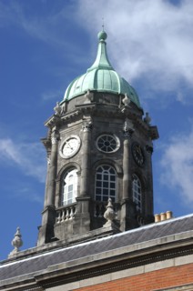 Ireland, Dublin, Dublin Castle. Angled view looking up at the Bedford Tower which dates from 1761