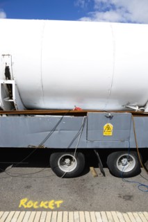 England, West Sussex, Bognor Regis, Funfair ride the Rocket parked on trailer on the Esplanade with