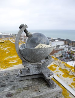 Climate, Weather, Measurements, CampbellStokes sunshine recorder or Stokes sphere on the top of the
