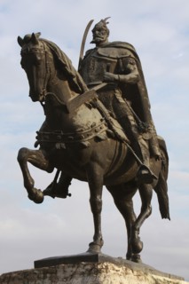 Albania, Tirane, Tirana, Equestrian statue of George Castriot Skanderbeg  the national hero of