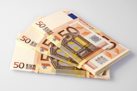 Business, Finance, Money, Fifty Euro bank-notes.