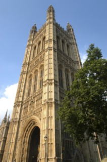 England, London, Houses of Parliament tower Westminster
