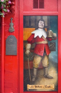 Ireland, County Dublin, Dublin City, Painting on wall of Temple Bar traditional Irish pub of Sir