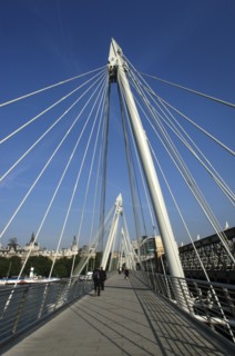 England, London, View along the Golden Jubilee Bridge