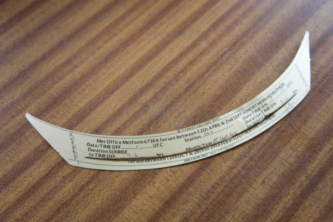 Climate, Weather, Measurements, Summer card for a CampbellStokes sunshine recorder or Stokes sphere
