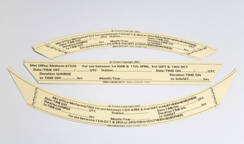Climate, Weather, Measurements, Cards for a CampbellStokes sunshine recorder or Stokes sphere used