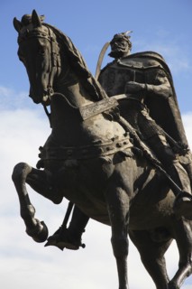 Albania, Tirane, Tirana, Equestrian statue of national hero George Castriot Skanderbeg.