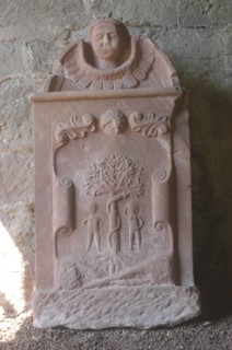 Architecture, Detail, Carving, Plaque with engraving depicting Adam and Eve